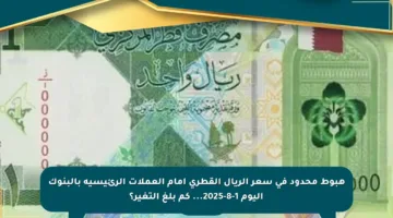 هبوط محدود في سعر الريال القطري أمام العملات الرئيسية بالبنوك اليوم 1-8-2025… كم بلغ التغير؟